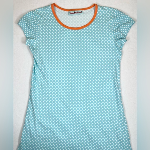 HALEY & THE HOUND Short Sleeve Shirt Dress Turquoise Dot Resortwear Small Comfy‎ - Picture 9 of 9